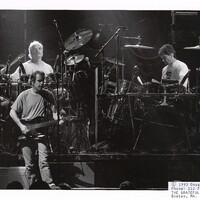 Photo of Bill Kreutzmann, Bob Weir, and Mickey Hart on stage